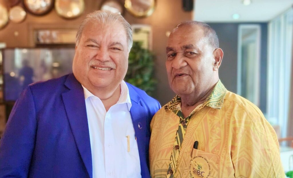 Pacific Islands Forum Secretary General Baron Waqa, MASI and SIBC CEO Johnson Honimae.